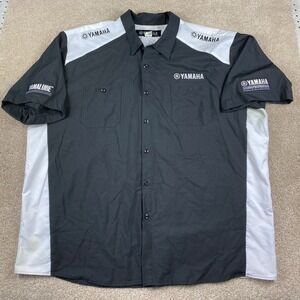 Yamaha Racing Pit Crew Shirt Mens 4XL Black White Yamalube Button Up ST28BW
